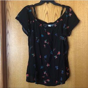COPY - Black, Flowers, off shoulder top